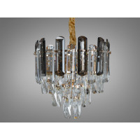 Кришталева люстра овальної форми для вітальні, зали на 8 ламп, золото Diasha 2022/800x300SGD