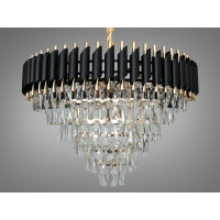 Підвісна кришталева люстра чорний золото 11xE14 Diasha N9001-750BK+SGD