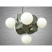 Люстра молекула в стиле Loft со стеклянным плафоном на высокий потолок Diasha 8134-6HR-GY-WH