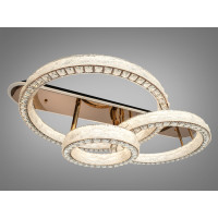 LED люстра стельова Diasha золото 200W 3 кільця з пультом Diasha 663/800+600+400GD