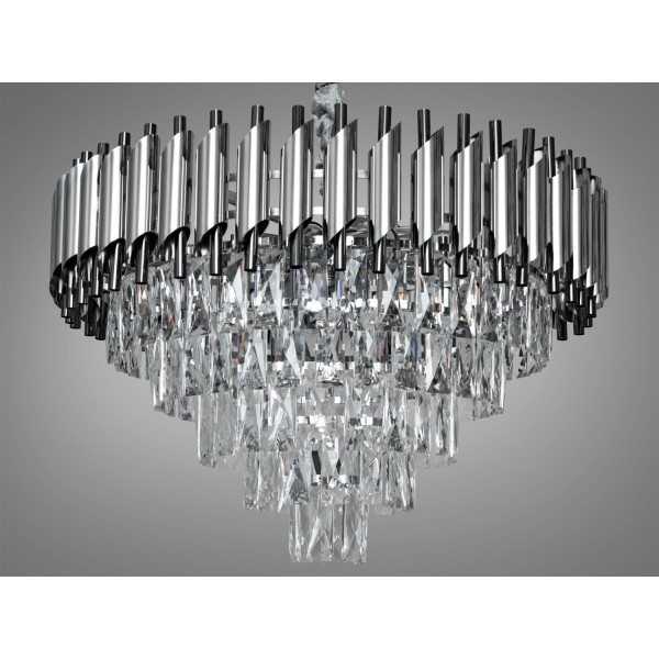 Підвісна кришталева люстра Серія 1013 хром чорний хром 11 ламп E14 Diasha 9001-600CH+PB