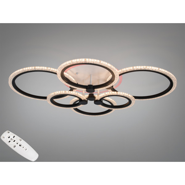 Люстра стельова Diasha чорна 6 кілець 105Вт димер Diasha A8180/6BKLED3colordimmer