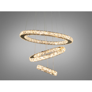 Чудова новинка, кришталева світлодіодна люстра кільця, 60W, золото Diasha 7201-6W/480+340+190G