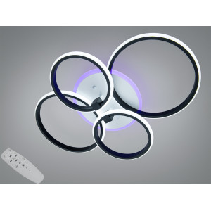 Стельова LED люстра Diasha чорна 80W 4 кільця Diasha 2526/4BKLED3colordimmer