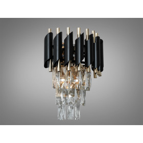 Настінне бра кришталеве Серія 1013 чорний та золото 2 лампи Diasha N9001-2W-BK+SGD