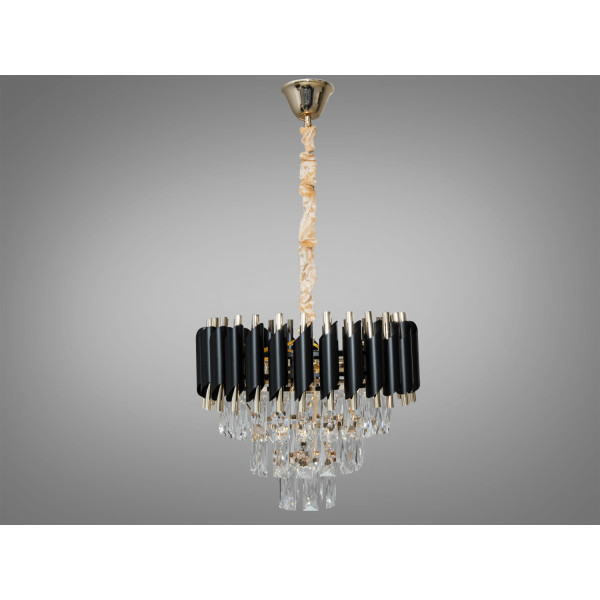 Люстра кришталева чорний золото 5xE14 Diasha N9001-400BK+SGD