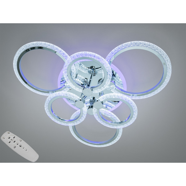 Стельова люстра Diasha хром 6 кілець 90 Вт ПДУ Diasha A8180/3+3HRLED3colordimmer