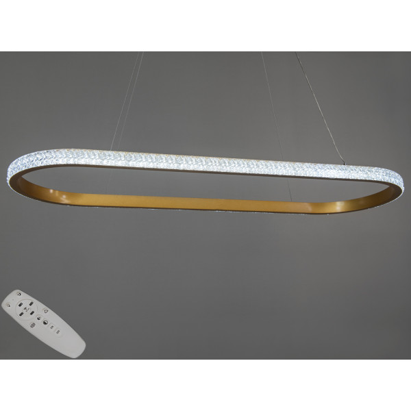 Розкішна підвісна світлодіодна люстра з пультом, 50W, золото Diasha D2489-900x300G