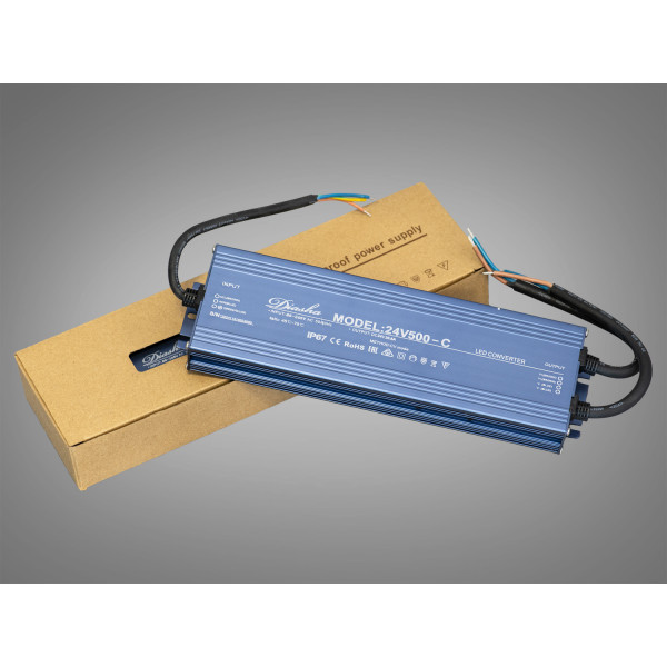 Блок живлення 24В, для підключення LED стрічки, 500Вт, 20.8А Diasha NP-24v-500w-IP67