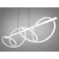 Інноваційна лінійна лед люстра підвіс в зал, 84W, біла люстра на тросах Diasha 2263-120WH