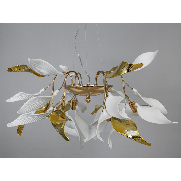 Цікава підвісна люстра з керамічними елементами, 12 ламп, золото Diasha 7209-6PGD