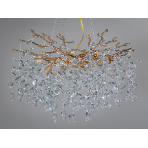 Декоративна підвісна кришталева люстра "Гліцинія", 8 ламп, золото  Diasha 608-600G