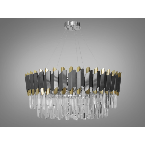 Вишукана новинка, підвісна кришталева люстра в зал, 15 ламп Diasha 82209/800HR+BK