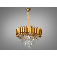 Стильна підвісна кришталева люстра в вітальню, 9 ламп Diasha 9001-500GD+SGD