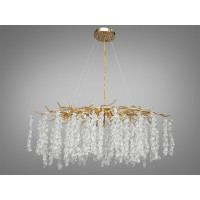 Підвісна кришталева люстра Гліцинія золото 10 ламп витягнута форма E14 Diasha 603-L900GD