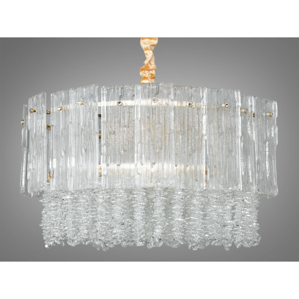 Дивовижна люстра підвісна зі скляними елементами, 11 ламп, золото Diasha 328-550GD Дивовижна люстра підвісна зі скляними елементами, 11 ламп, золото Diasha 328-550GD