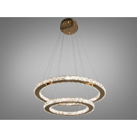 Шикарна світлодіодна люстра підвіс "Кришталеві кільця", 65Вт, золото Diasha 7206-8W/580+400G
