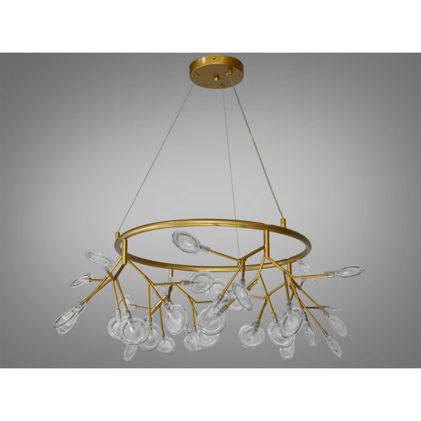 Шляхетна підвісна люстра "Світлячок", 36 ламп, золото сатин Diasha Y887-36CGD