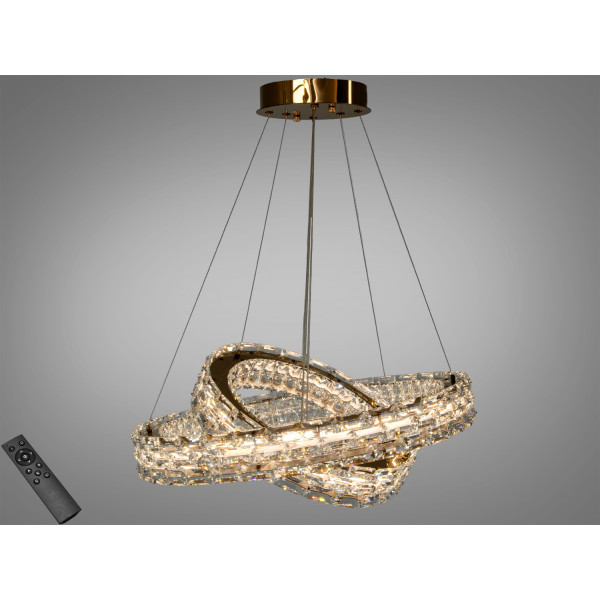 Кришталева світлодіодна люстра-підвіс, 70W Diasha 7896/600+400S-gold