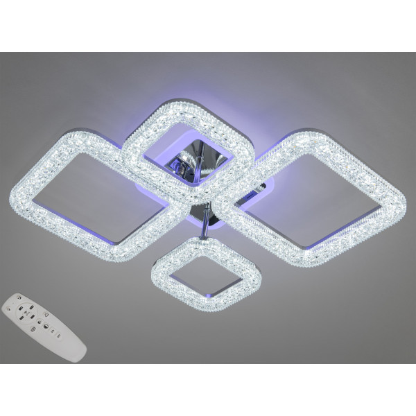 Стельова світлодіодна люстра з пультом, підсвіткою, 70W, хром Diasha 2205/2+2HRLED3colordimmer Стельова світлодіодна люстра з пультом, підсвіткою, 70W, хром Diasha 2205/2+2HRLED3colordimmer