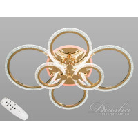 Стельова світлодіодна люстра з пультом, диммером, 125W, золото Diasha A8180/6GLED3colordimmer