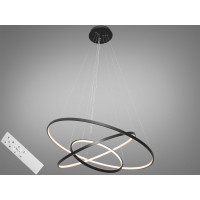 Гармонійна LED люстра підвіс для зали з пультом, димером, 150 Вт, чорний Diasha MD9079-3BK-800+600+400dimmer