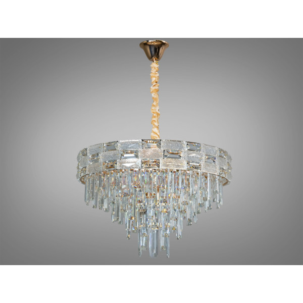 Шляхетна новинка, кругла кришталева люстра на 11 ламп, хром Diasha 9085-530GD Шляхетна новинка, кругла кришталева люстра на 11 ламп, хром Diasha 9085-530GD