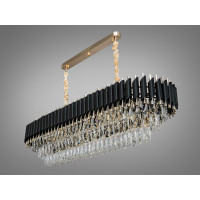 Люстра підвісна кришталева Серія 1013 чорний золото 16 ламп E14 овальна 1200x350 Diasha 9001-1200x350BK+SGD
