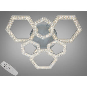 Стельова LED люстра біла 75W 6 модулів з пультом Diasha 6653/3+3WH