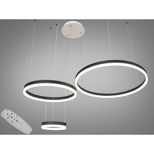 Світлодіодна підвісна люстра три кільця з пультом, димером, 90W, чорна Diasha D2485-600+400+200BK Світлодіодна підвісна люстра три кільця з пультом, димером, 90W, чорна Diasha D2485-600+400+200BK