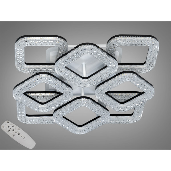 Стельова світлодіодна люстра з пультом, підсвіткою, димером, 90W, біла Diasha S2205/4+4BKLED3colordimmer