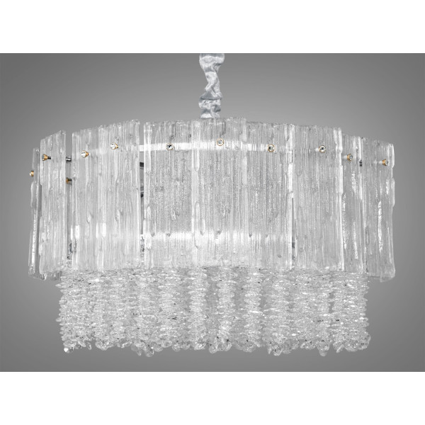 Неповторна підвісна люстра зі скляними елементами, 11 ламп, хром Diasha 328-550CH