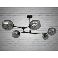 Люстра молекула в стиле лофт со стеклянным плафоном Diasha HXD8022/5BK+GR