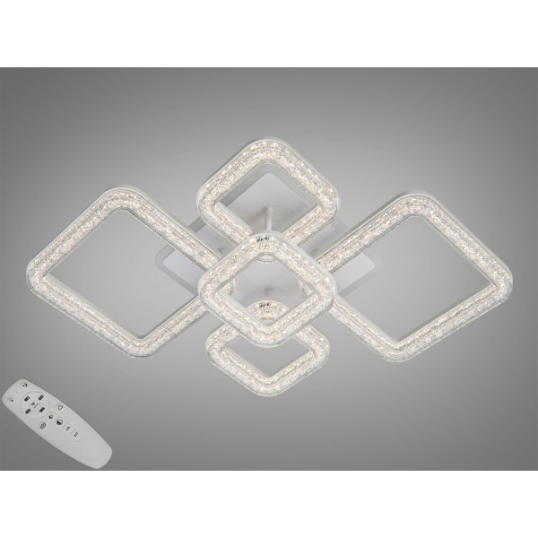 Стельова LED люстра біла 63 Вт пульт димер підсвітка Diasha 2596/3+2WHLED3colordimmer Стельова LED люстра біла 63 Вт пульт димер підсвітка Diasha 2596/3+2WHLED3colordimmer