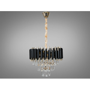 Люстра кришталева чорний золото 5xE14 Diasha N9001-400BK+SGD