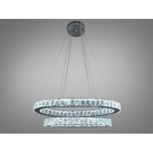 Унікальна підвісна кришталева світлодіодна люстра кільця, 50 Вт, хром Diasha 7210/650+500HR