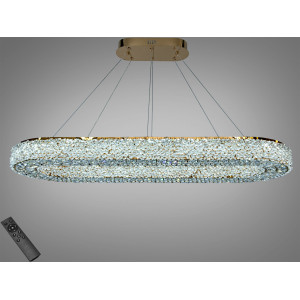 Світлодіодна підвісна люстра 505 L800x350CH хром кришталь 40 Вт Diasha 7932/1000x300S-gold