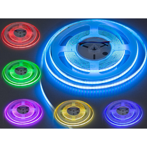 LED стрічка 24В, 108 діодів на метр, 10мм, RGB Diasha P24-COB-840-RGB-20-10
