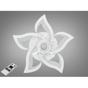 Унікальна стельова світлодіодна люстра вентилятор з пультом, 90W, біла Diasha 8146/5WHFS