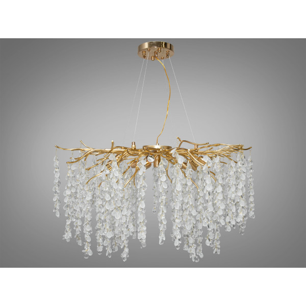 Модна підвісна кришталева люстра "Гліцинія", 10 ламп, золото Diasha 603-800GD