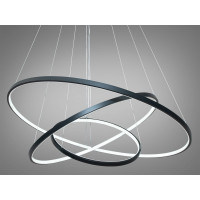 Гармонійна LED люстра підвіс для зали з пультом, димером, 150 Вт, чорний Diasha MD9079-3BK-800+600+400dimmer