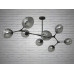 Люстра молекула в стиле лофт со стеклянным плафоном Diasha HXD8022/8BK+GR
