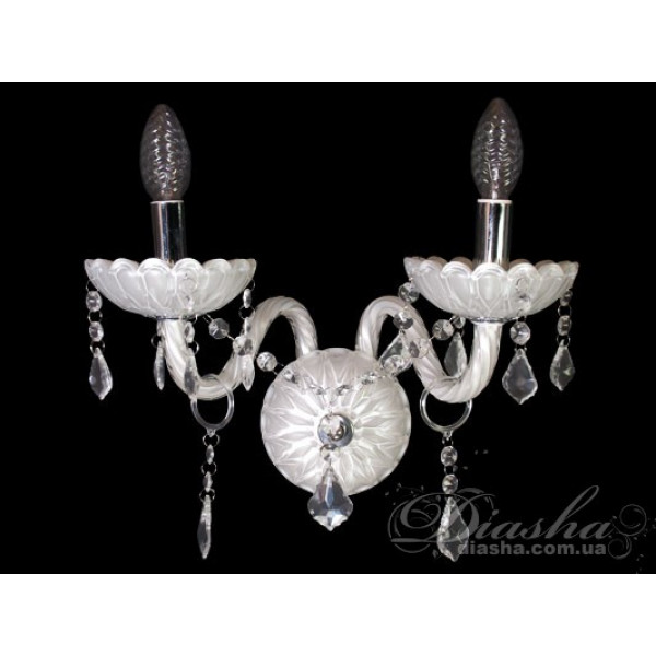 Неймовірно вишукане, якісне, стильне класичне бра з білого скла, хром Diasha N8018/2HRW
