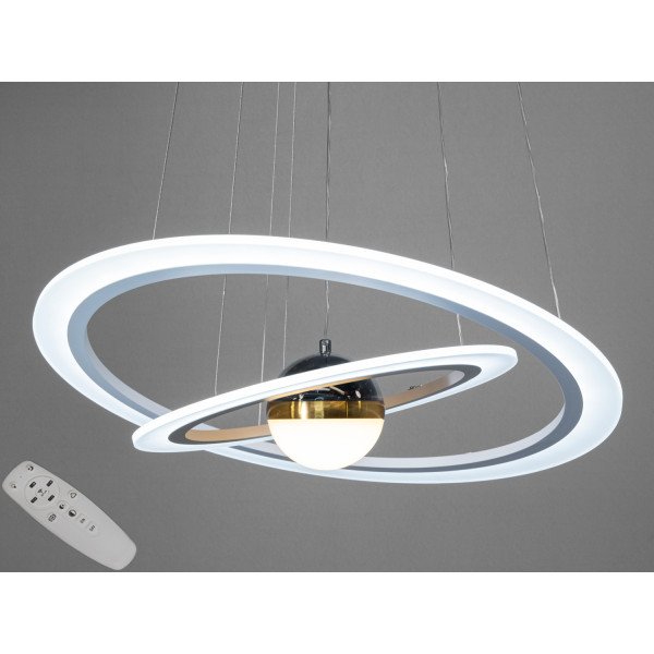 Світлодіодна підвісна люстра 2391-600+400WH біла з двома кільцями Diasha 2391-600+400WH