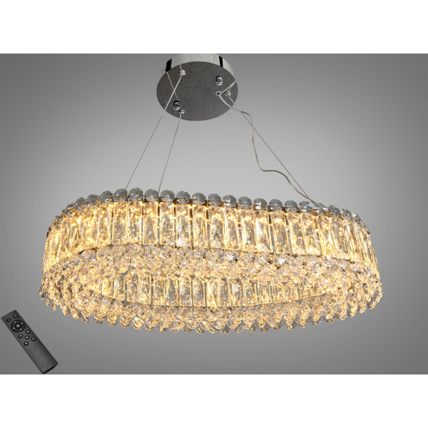 Кришталева підвісна люстра золото 68 Вт ПДУ Diasha 7930/500x300CH