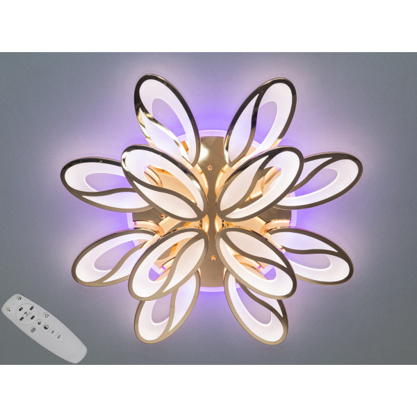 Люстра в зал с пультом 190Вт, золото Diasha 8090/8+4GLED3colordimmer