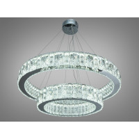 Підвісна кришталева LED люстра хром 135Вт пульт 23м2 Diasha 585/800+500HR