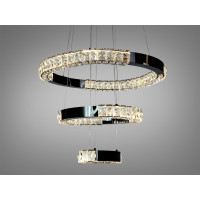 Підвісна LED люстра 2 кільця чорний хром 54Вт Diasha 7968/600+400+200BHR