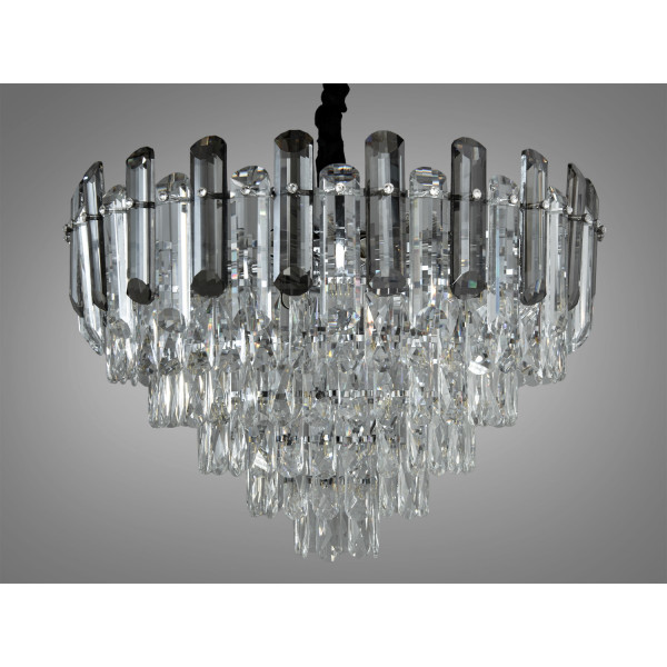 Вражаюча підвісна кришталева люстра у вітальню на 11 ламп, хром Diasha 2022/600CH