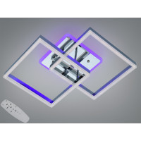 Світлодіодна стельова люстра чорна 120W чотири квадратні плафони Diasha 2546HRLED3colordimmer